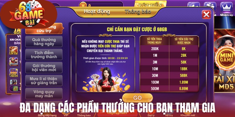 Đa dạng các phần thưởng cho bạn tham gia