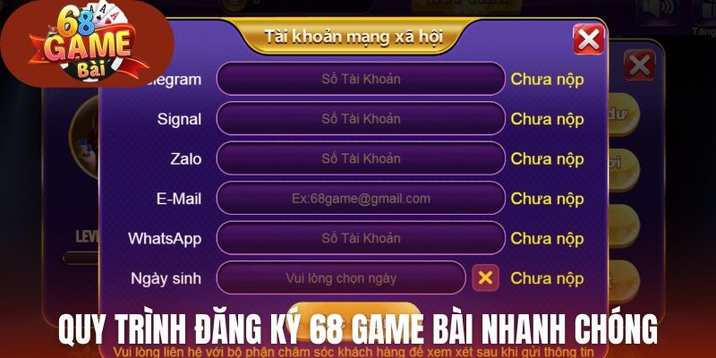 Quy trình đăng ký 68 Game Bài nhanh chóng và an toàn